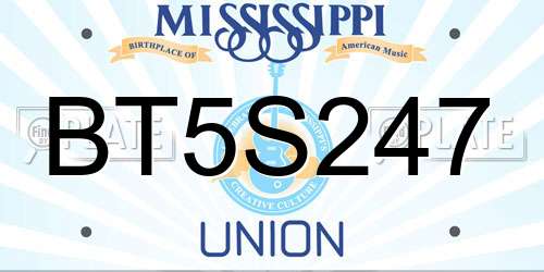 BT5S247 Mississippi License Plate