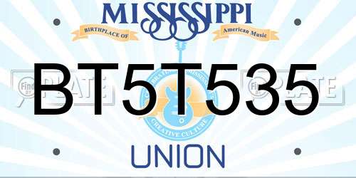BT5T535 Mississippi License Plate