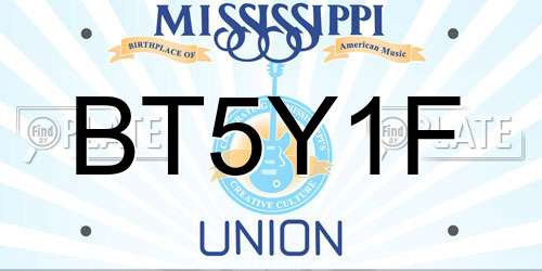 BT5Y1F Mississippi License Plate