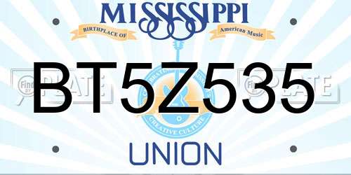BT5Z535 Mississippi License Plate