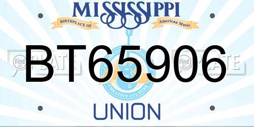 BT65906 Mississippi License Plate