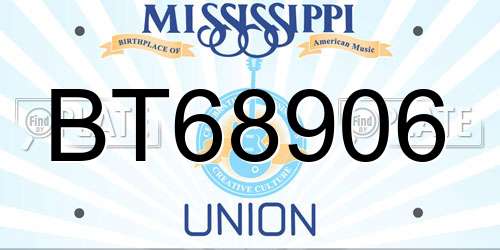 BT68906 Mississippi License Plate