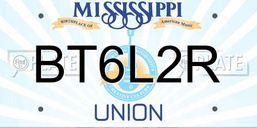 BT6L2R Mississippi License Plate