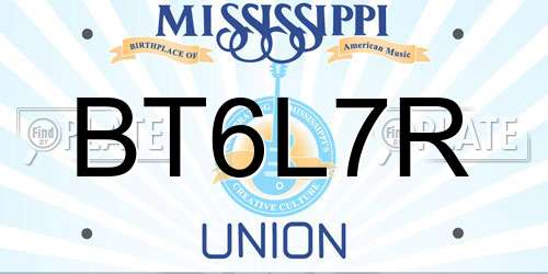 BT6L7R Mississippi License Plate