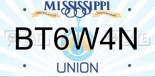 BT6W4N Mississippi License Plate