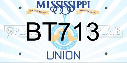 BT713 Mississippi License Plate