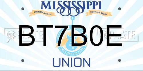 BT7B0E Mississippi License Plate