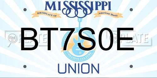 BT7S0E Mississippi License Plate