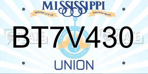 BT7V430 Mississippi License Plate