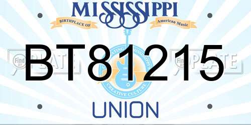 BT81215 Mississippi License Plate