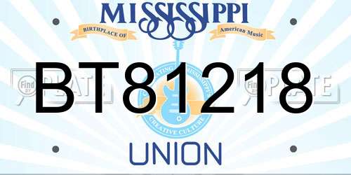 BT81218 Mississippi License Plate