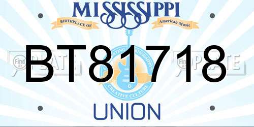 BT81718 Mississippi License Plate