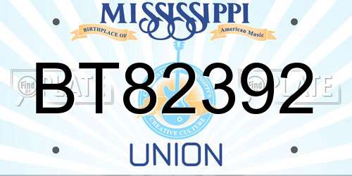 BT82392 Mississippi License Plate