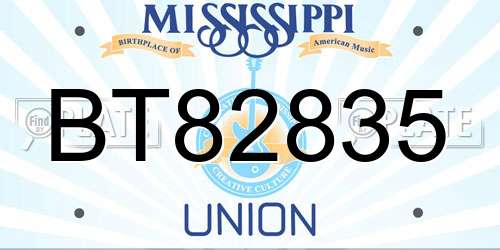 BT82835 Mississippi License Plate