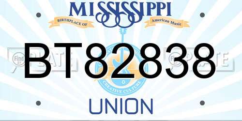 BT82838 Mississippi License Plate