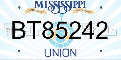 BT85242 Mississippi License Plate
