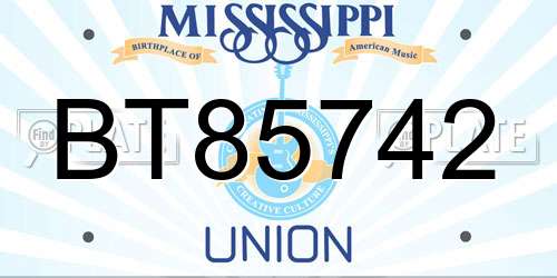 BT85742 Mississippi License Plate