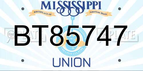 BT85747 Mississippi License Plate