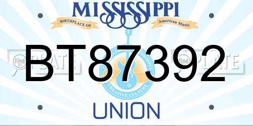 BT87392 Mississippi License Plate