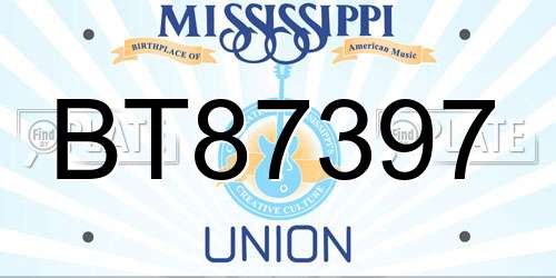 BT87397 Mississippi License Plate