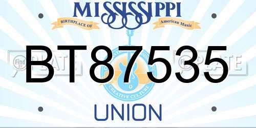 BT87535 Mississippi License Plate