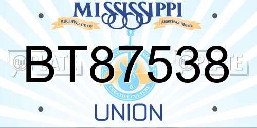 BT87538 Mississippi License Plate