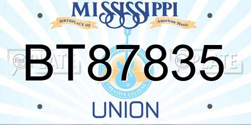 BT87835 Mississippi License Plate