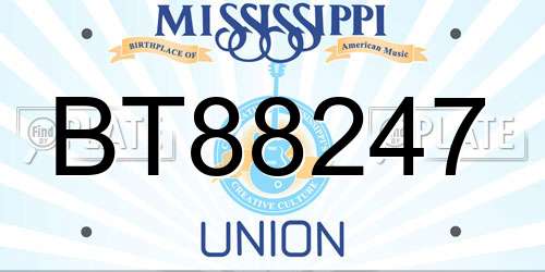BT88247 Mississippi License Plate