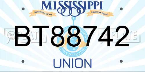 BT88742 Mississippi License Plate