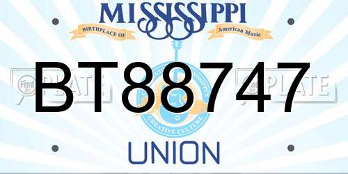 BT88747 Mississippi License Plate