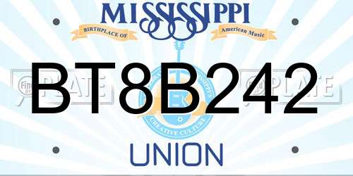 BT8B242 Mississippi License Plate