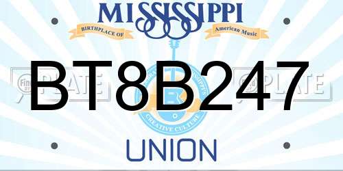 BT8B247 Mississippi License Plate