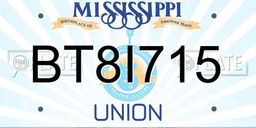 BT8I715 Mississippi License Plate