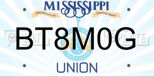 BT8M0G Mississippi License Plate