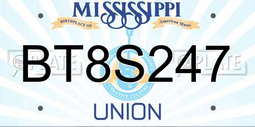 BT8S247 Mississippi License Plate