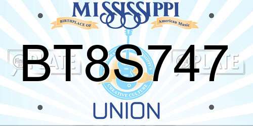 BT8S747 Mississippi License Plate