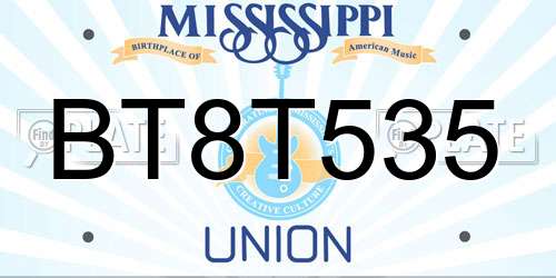 BT8T535 Mississippi License Plate