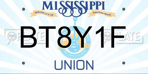 BT8Y1F Mississippi License Plate