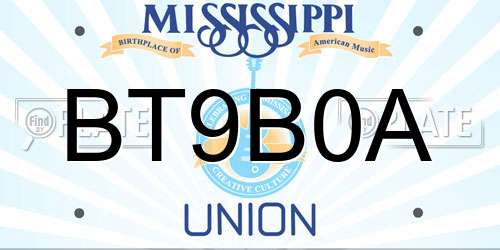 BT9B0A Mississippi License Plate