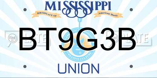 BT9G3B Mississippi License Plate