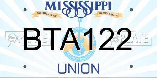 BTA122 Mississippi License Plate