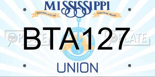 BTA127 Mississippi License Plate