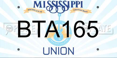 BTA165 Mississippi License Plate