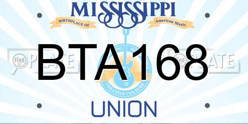 BTA168 Mississippi License Plate