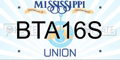 BTA16S Mississippi License Plate
