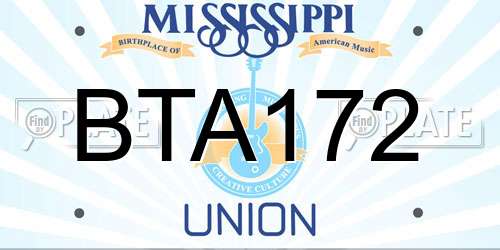 BTA172 Mississippi License Plate