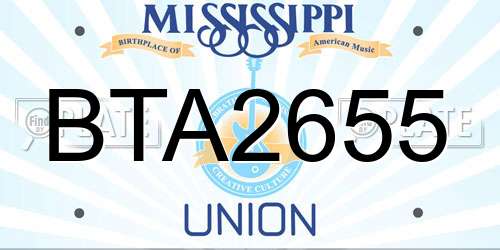 BTA2655 Mississippi License Plate