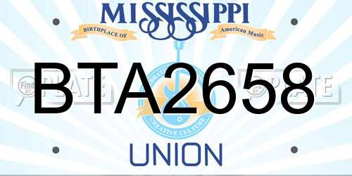 BTA2658 Mississippi License Plate