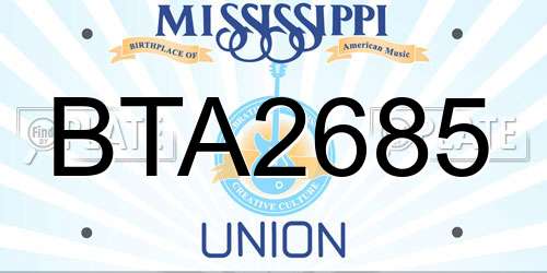 BTA2685 Mississippi License Plate