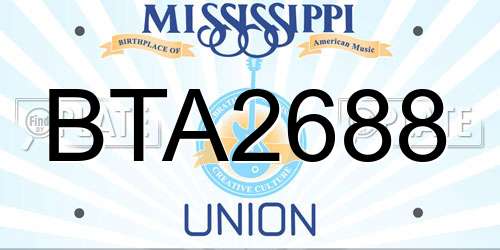 BTA2688 Mississippi License Plate